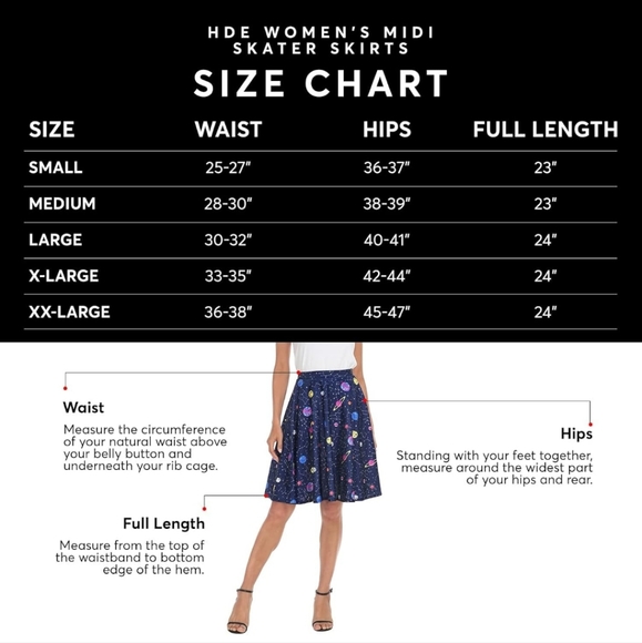 HDE, Galaxy, Outer space, swing skirt, XL, stars, planets - Picture 7 of 7